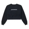 Wordmark Fleece-Crew-Top „Schwarz“